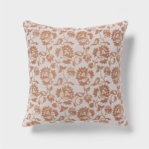 Threshold Oversized 24” x 24” Woven Floral Brown/Cream Decorative Pillow